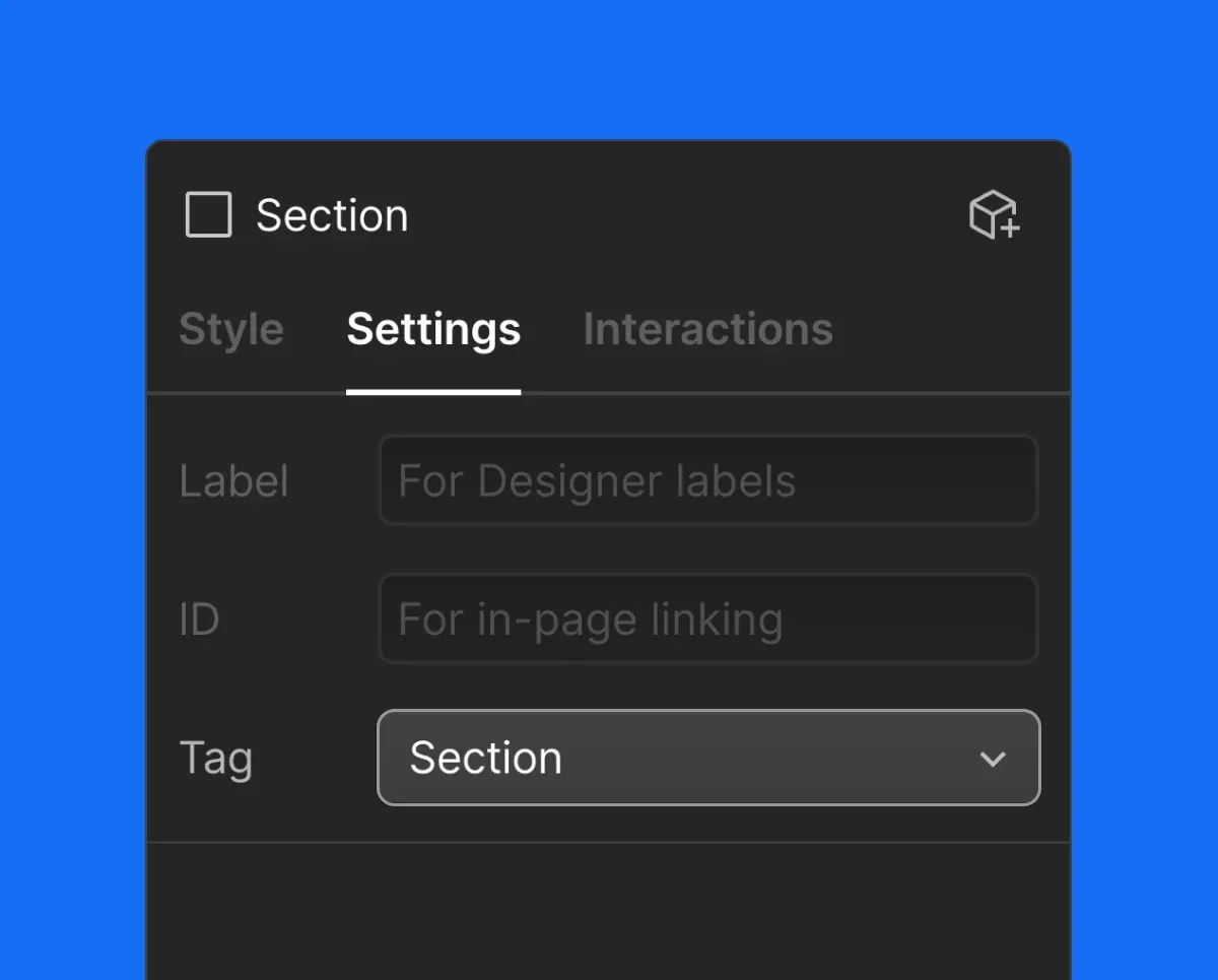 Settings pannel