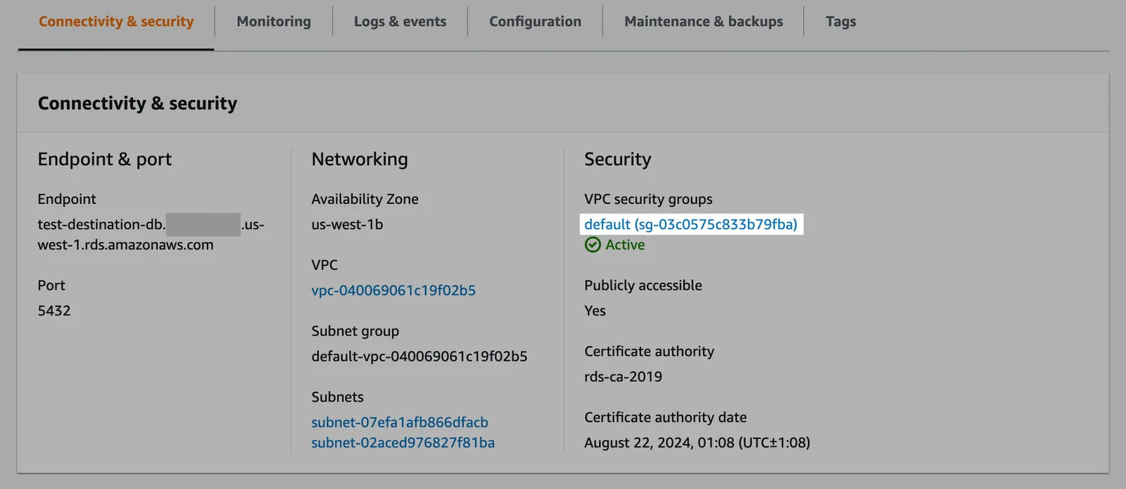 VPC security groups