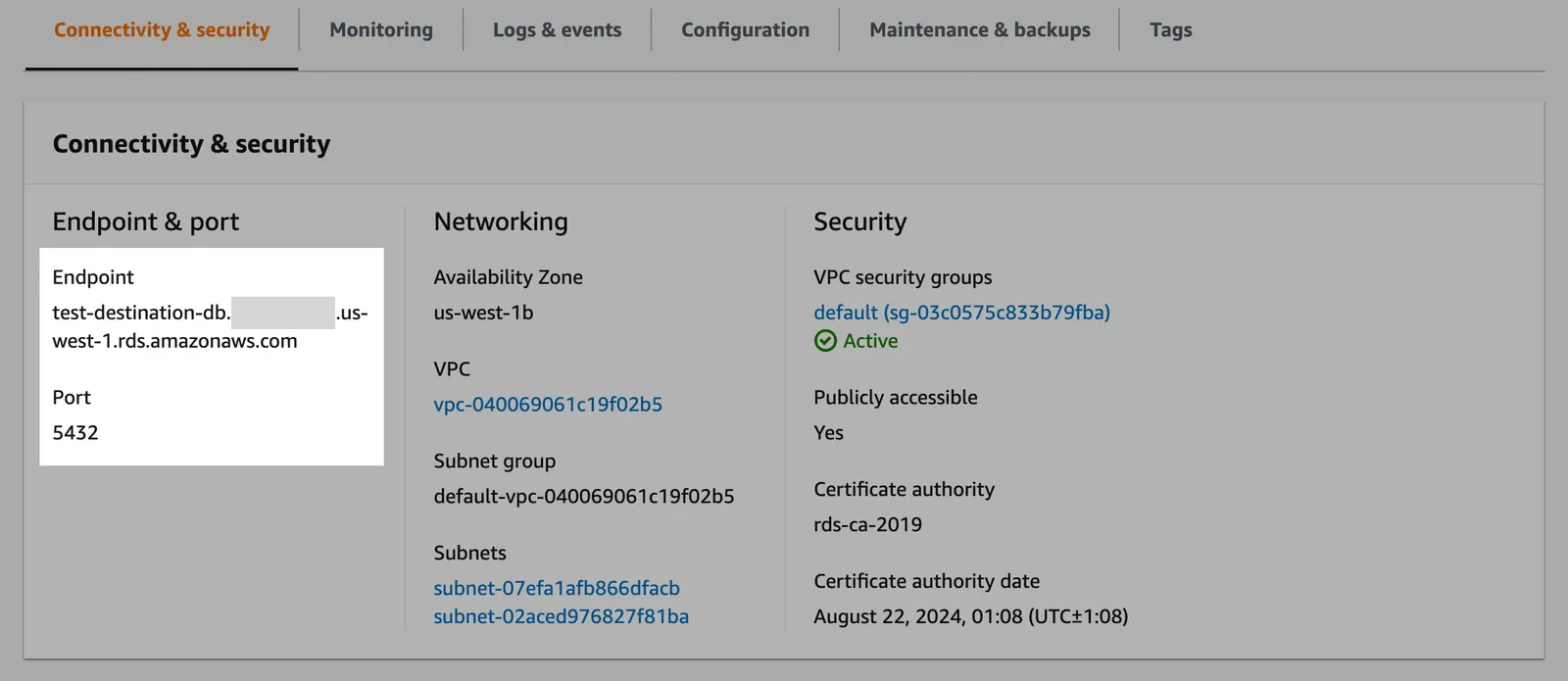 Endpoint and port