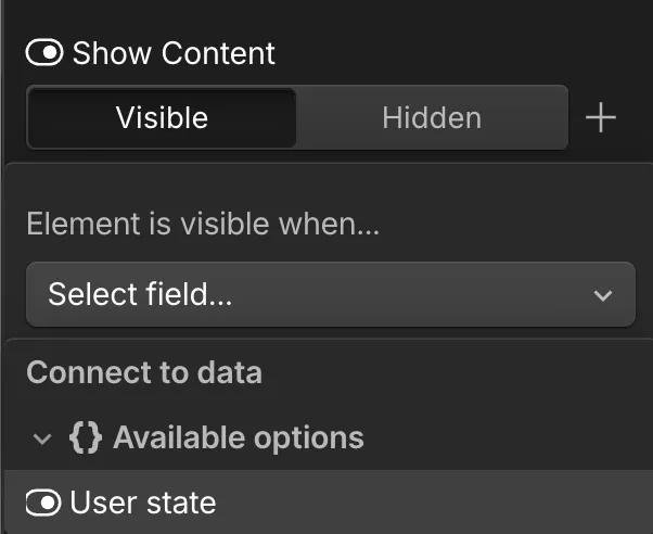Visibility property in the Webflow panel