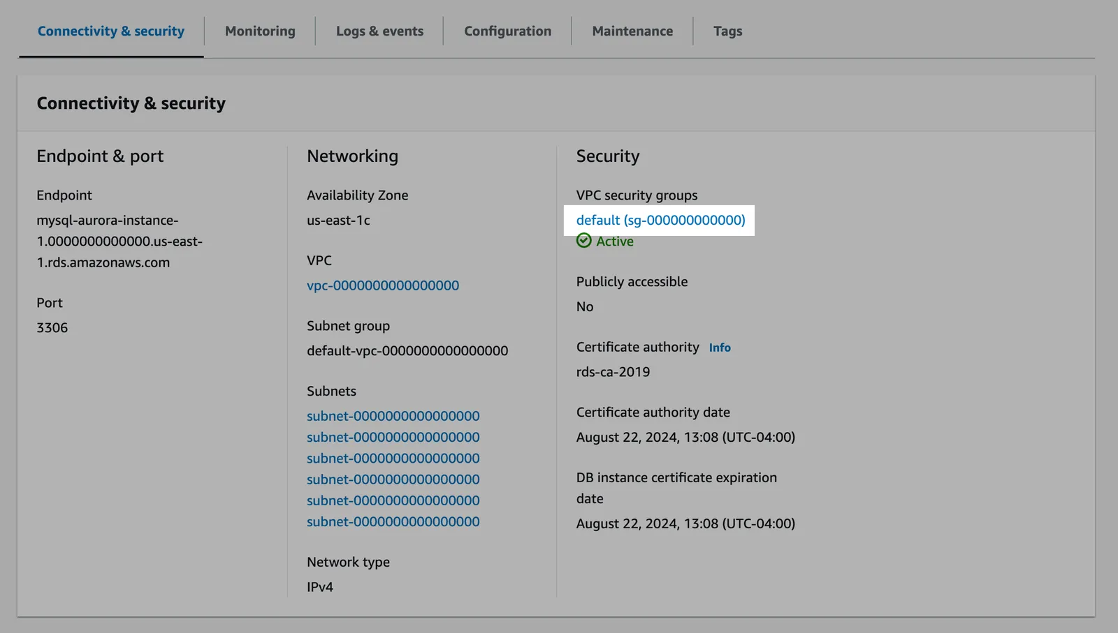 VPC security group
