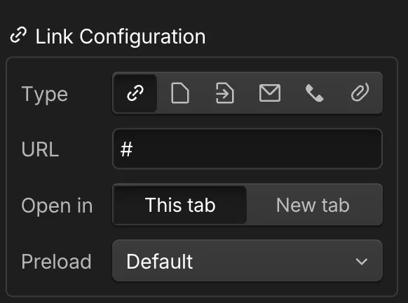 Link property in the Webflow panel
