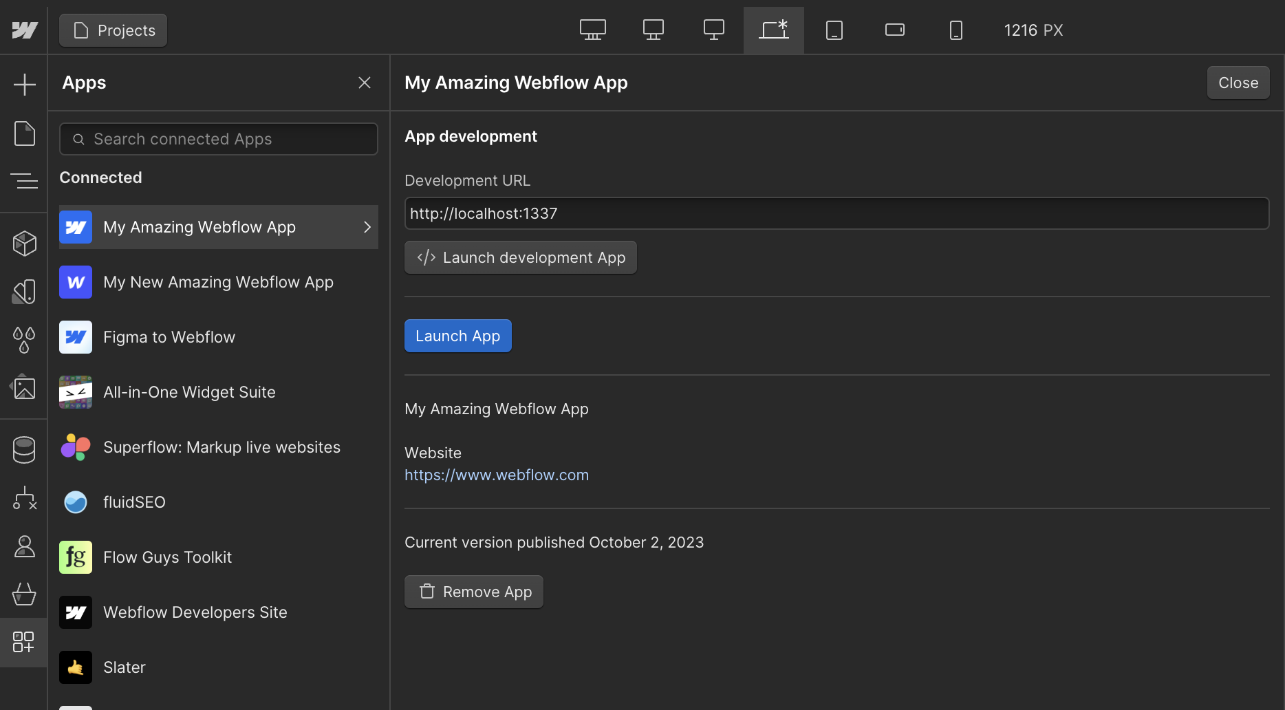 Launch development App